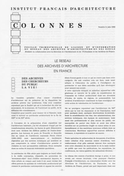 N°5 - Le réseau des archives d'architecture en France