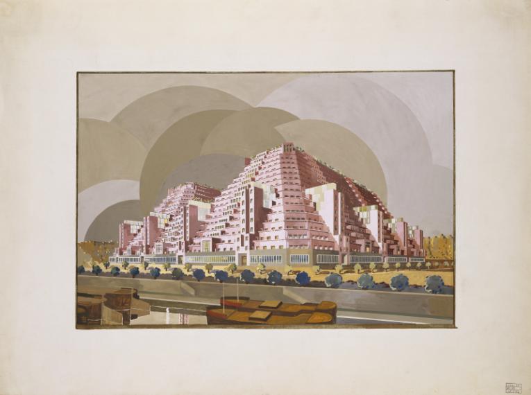 Projet d’immeuble pyramidal à gradins "Métropolis", 1928, Henri Sauvage