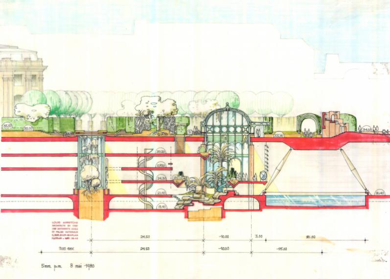 Projet pour le jardin des Halles, Paris 1er, 1980