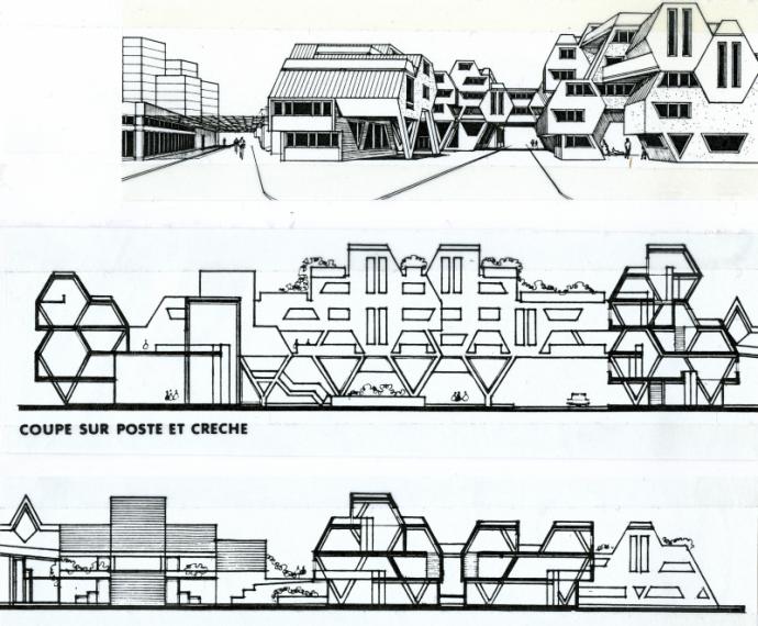 Concours pour l'aménagement de l'îlot des Coutures, Bagnolet, 1986
