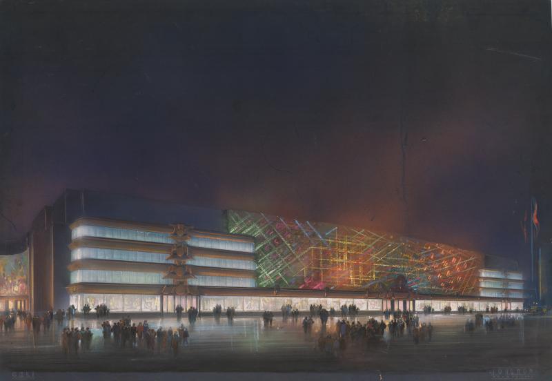 Exposition internationale de Paris de 1937, pavillon de l’Union corporative de l’art français, des arts du théâtre, des tissus et des Gobelins, Paul Tournon, architecte