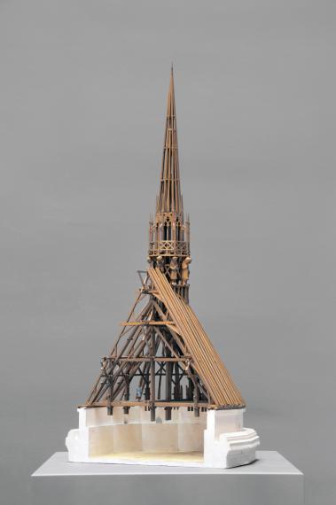 Reims, cathédrale Notre-Dame : charpente du rond-point et du clocher de l’Ange. Maquette par Henri Deneux, 1900