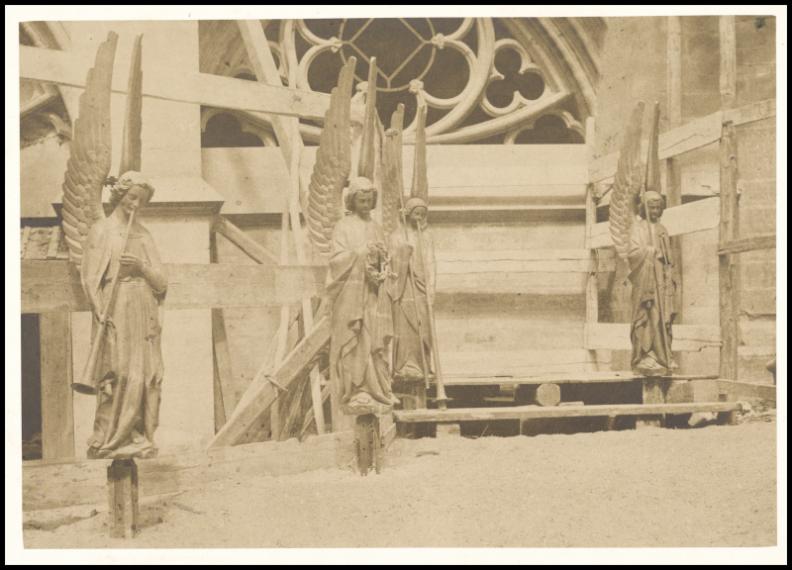 Statues des quatre anges de la Passion pour la base de la flèche de la Sainte-Chapelle à Paris, Auguste Mestral, 1853-1854