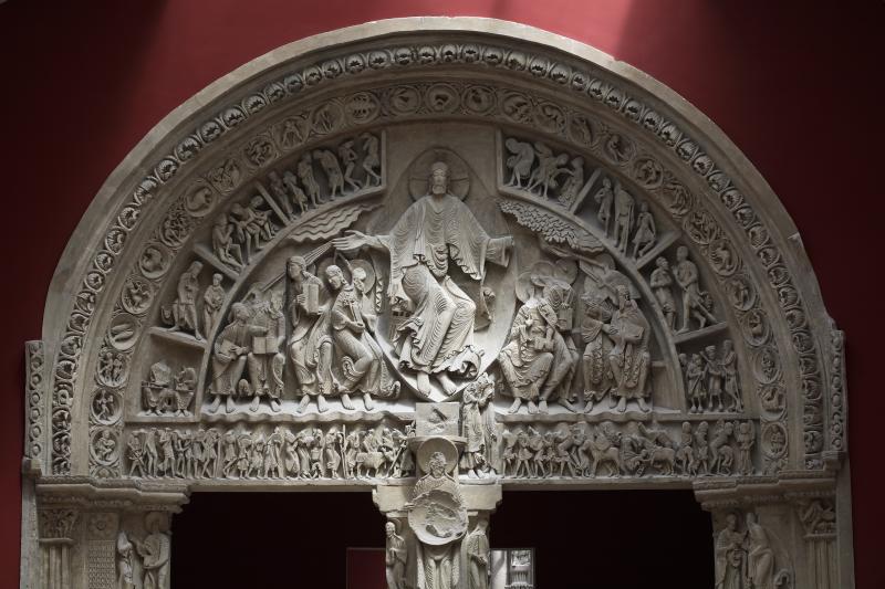 Vézelay, basilique Sainte-Marie-Madeleine, portail central du narthex, la Pentecôte, vers 1125-1130. Moulage en plâtre, Jacques-Ange Corbel, 1881