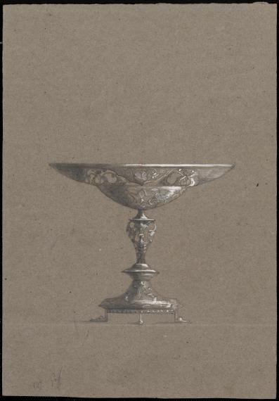 Dessin préparatoire d'une coupe de la garniture de cheminée dite persane, Adolphe-Victor Geoffroy-Dechaume