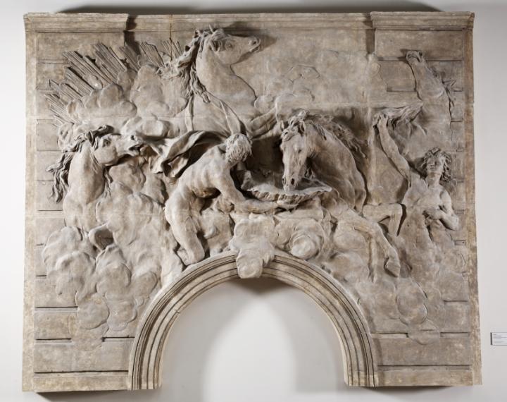 Paris, hôtel de Rohan, haut-relief de la porte des écuries, vers 1730-1740, Robert Le Lorrain. Moulage, Jean Pouzadoux, vers 1884 