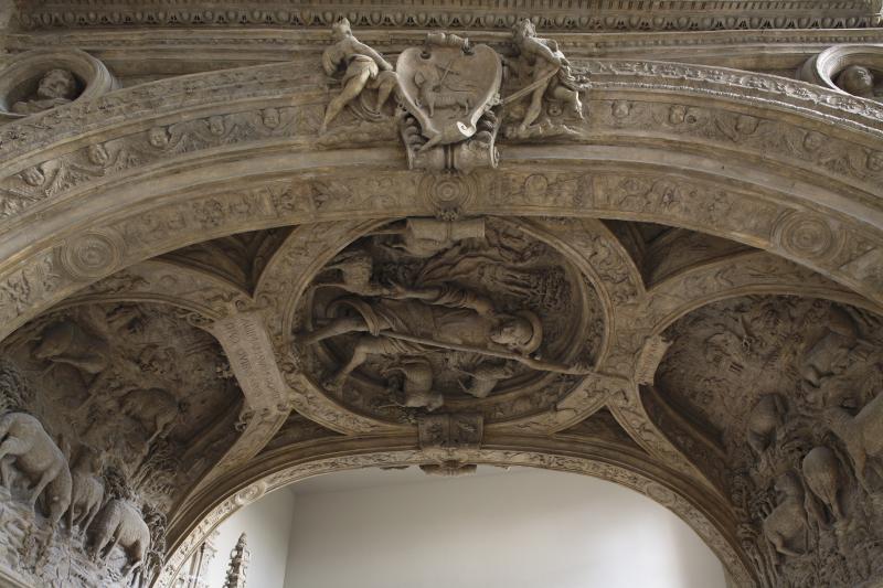 Rouen, le Gros-Horloge, début du XVIe siècle, vue d’ensemble de l’arche de la porte, 1527-1529, Robert Lemoyne.  Moulage, Jean Pouzadoux, 1900