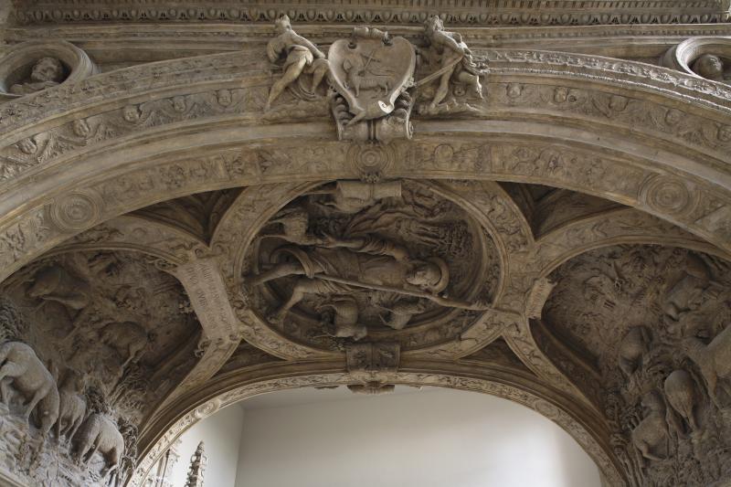 Rouen, le Gros-Horloge, début du XVIe siècle, vue d’ensemble de l’arche de la porte, 1527-1529, Robert Lemoyne. Moulage, Jean Pouzadoux, 1900