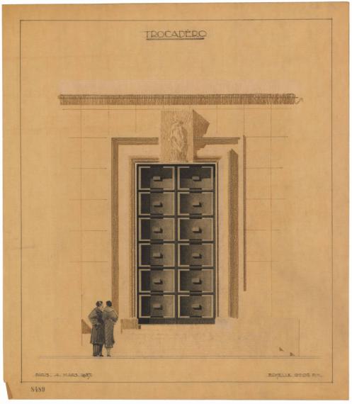 Palais de Chaillot, Paris, étude pour les portes des pavillons, 4 mars 1937