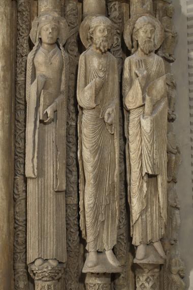 Chartres, cathédrale Notre-Dame, statues-colonnes représentant les rois et reines de l'Ancien Testament 