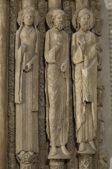 Chartres, cathédrale Notre-Dame, statues-colonnes représentant les rois et reines de l'Ancien Testament
