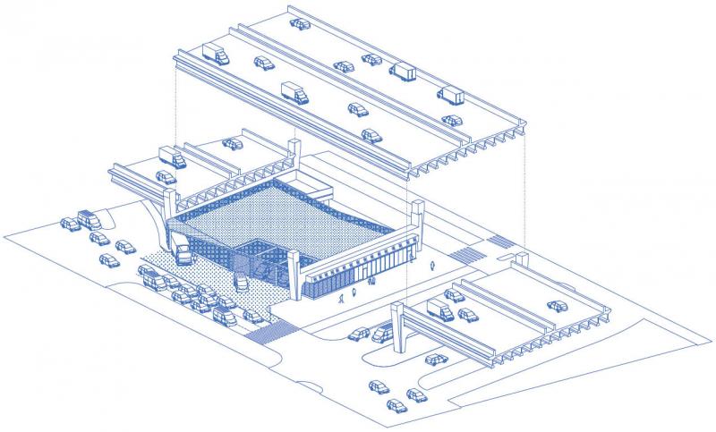 Messagerie logistique mutualisée à zéro émission de particules, Paris (75), 2017, Syvil – Architectures du système ville, Achille Bourdon et Damien Antoni architectes