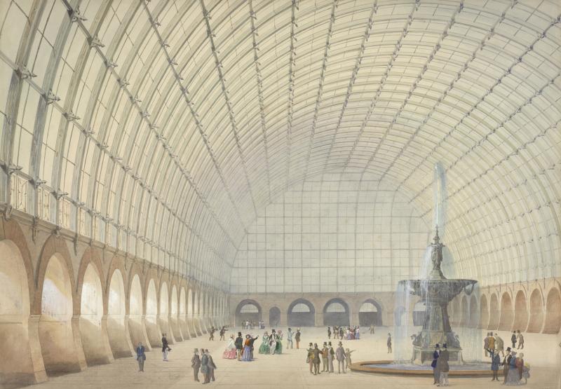 Sprenger, Vue intérieure d’un projet de halle, 1853