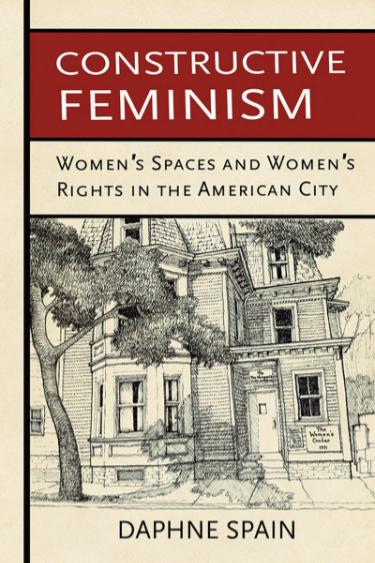 Couverture du livre constructive feminism. Elle montre un dessin de maison américaine.