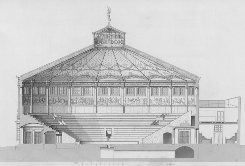 gravure de la coupe générale du cirque d'hiver, publiée dans la revue générale de l'architecture