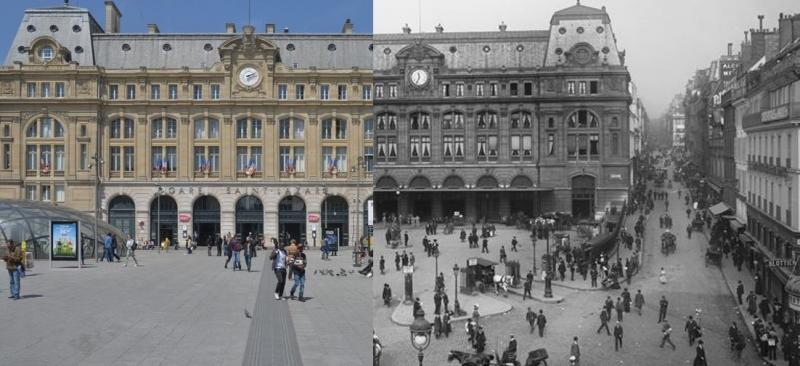 gare saint Lazare début 20ème et aujourd'hui