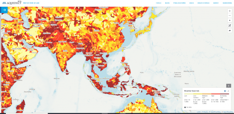 Flood risk in Asian countries due to climate change (source: web)