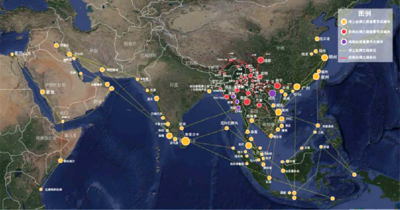 Ancient international trade systems and historic city networks on land and at sea (source: own)