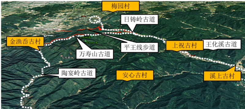 The area and villages surrounding Rizhuling Ancient Trail