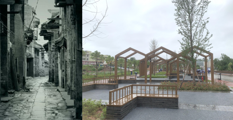 Historical pictures of Pingshi Old Street and the new roofed gallery corridor