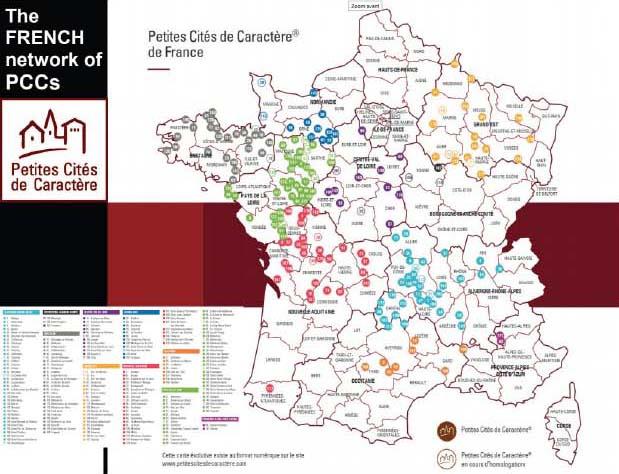 Carte du réseau des Petites Cités de Caractère