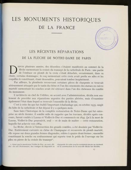 Les récentes réparations de la flèche de Notre-Dame de Paris