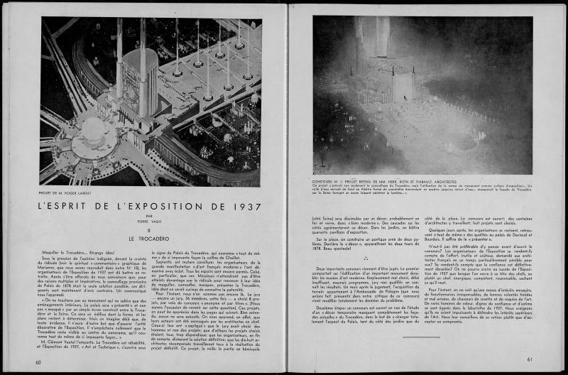 "L'esprit de l'Exposition de 1937", écrit par l'architecte Pierre Vago, L'Architecture d'aujourd'hui, n°2, 1935