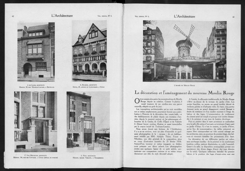 "La décoration et l'aménagement du nouveau Moulin Rouge", L'Architecture, Vol. 38, no. 5, 10 mars 1925