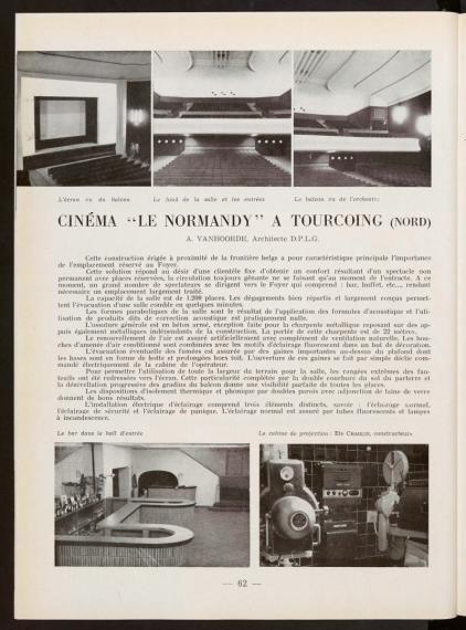 Cinéma "Le Normandy" à Tourcoing - L'Architecture française, no. 109-110, 1951