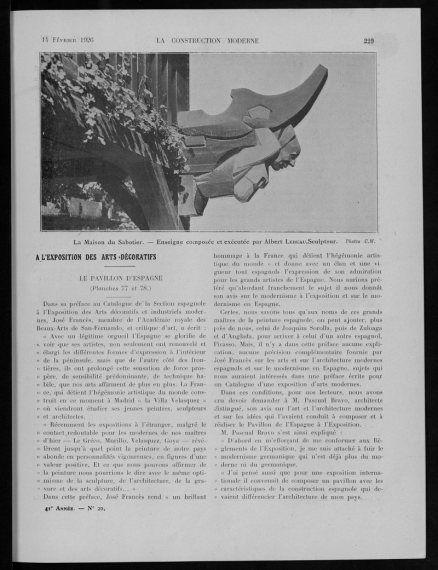 La Construction moderne, no. 20, 1925-1926