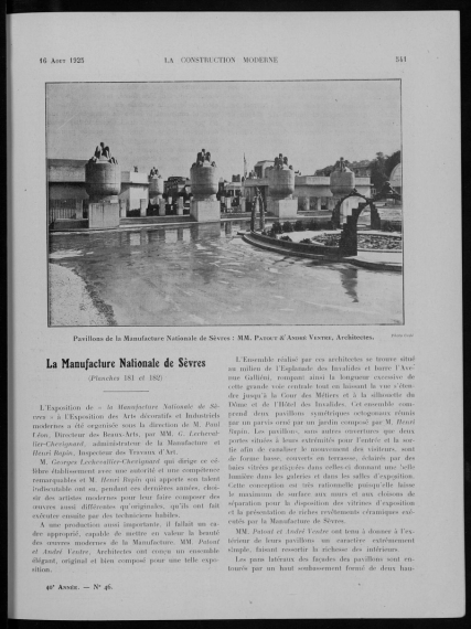 La Construction moderne, no. 46, 1924-1925
