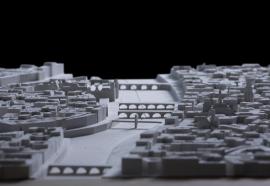 Maquette d’un quartier de Paris vu avant et après sa transformation par le préfet Georges-Eugène Haussmann, 1863-1870